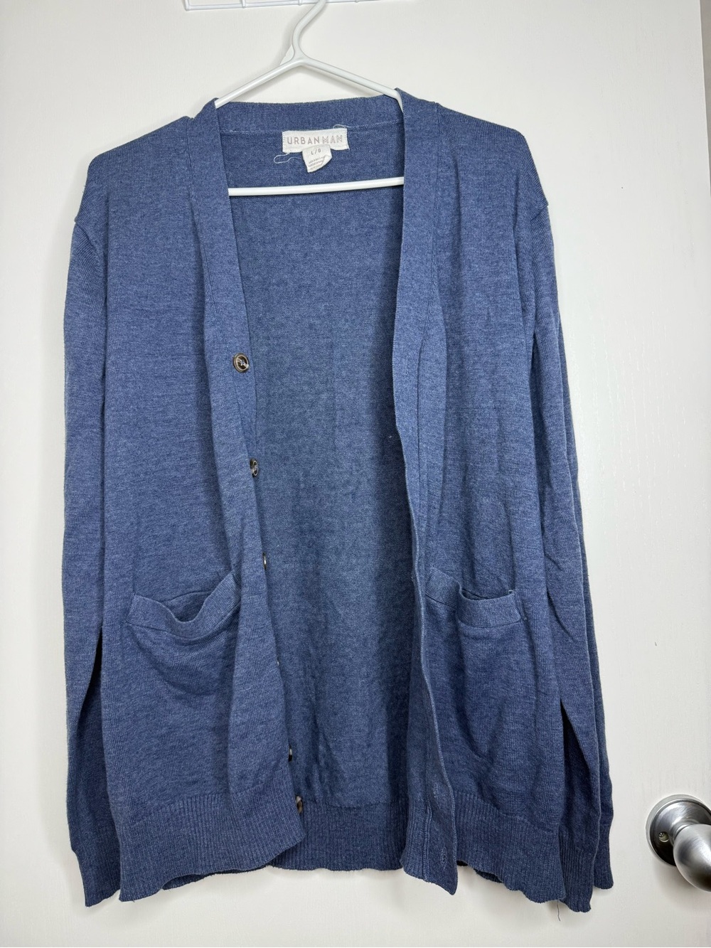 Urban Man Blue Button Up Cardigan Sweater Men's Large